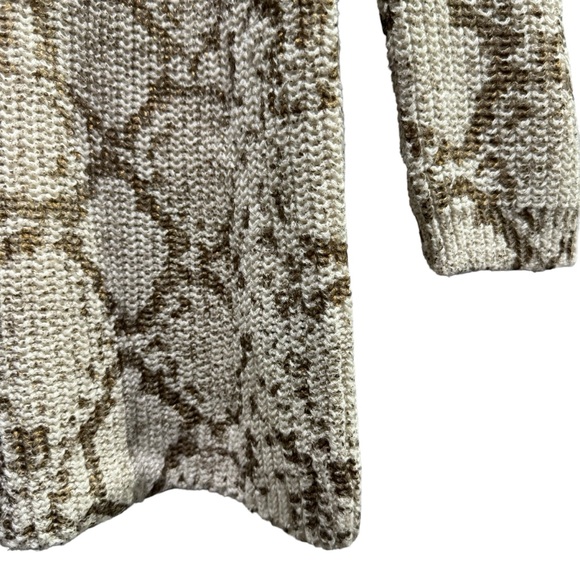 The Limited Gold Foil Snakeskin Print Knit Crew Sweater Long Sleeve Size Medium - Picture 3 of 8
